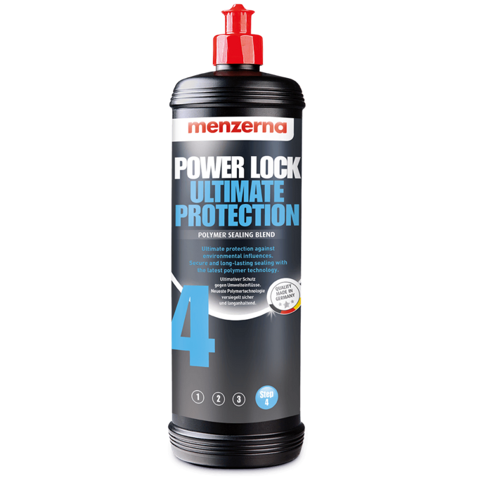 Bottle of Menzerna Power Lock Ultimate Protection on a white background